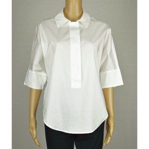 Anne Klein White Hidden Button Front Blouse